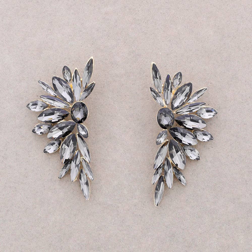 Boucles d'oreilles aile en cristal: Gris