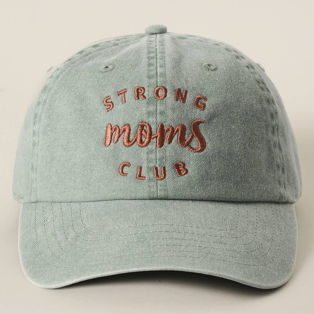 Casquette coton brodée "Strong Moms Club" Rose