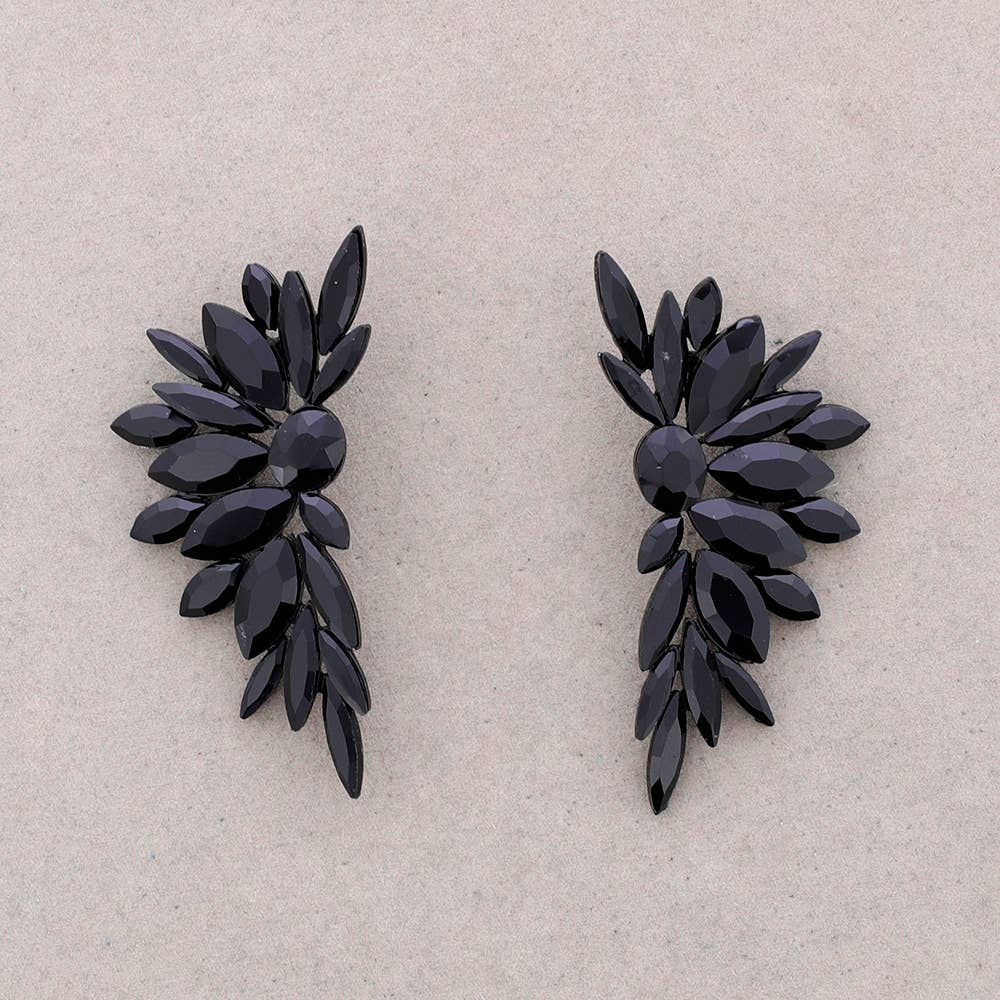 Boucles d'oreilles aile en cristal: Gris