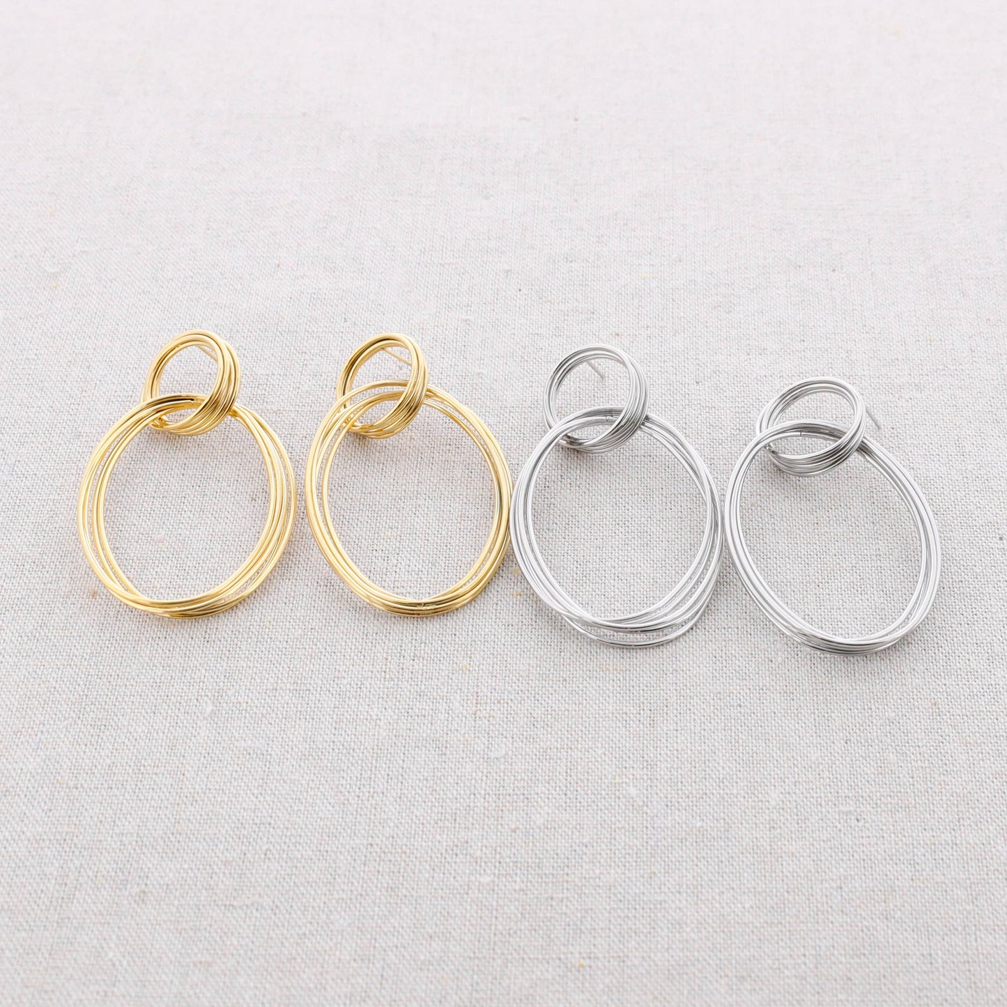 Boucles d'oreilles en acier à double anneau: Or