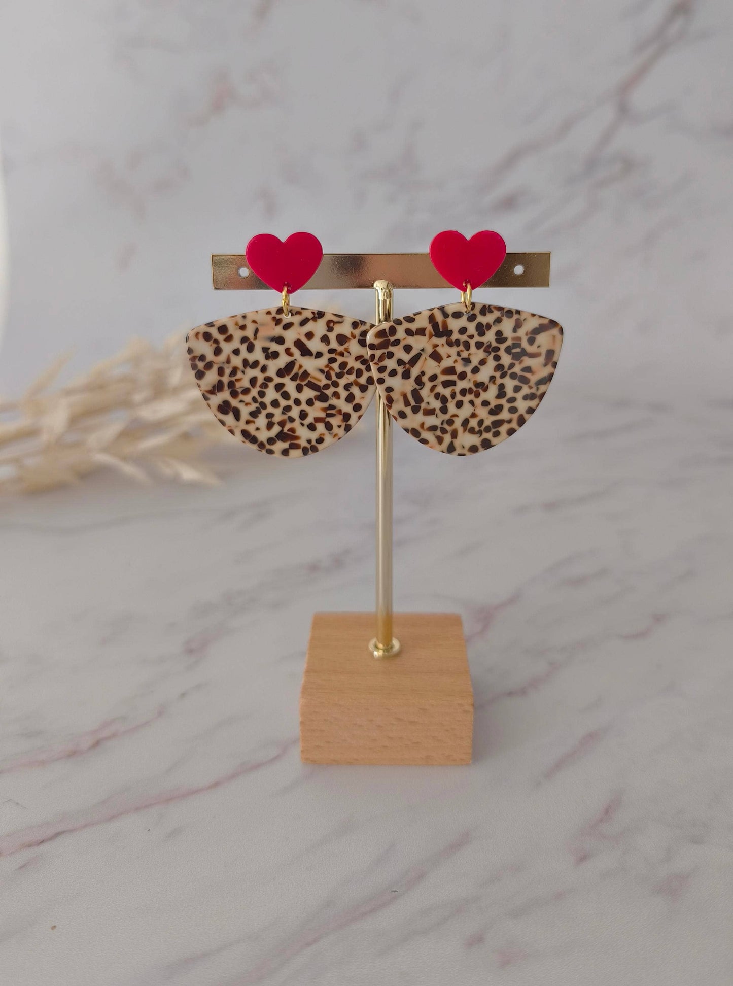 Boucles d'oreilles Tigré cookie/coeur rouge - DupontDupont