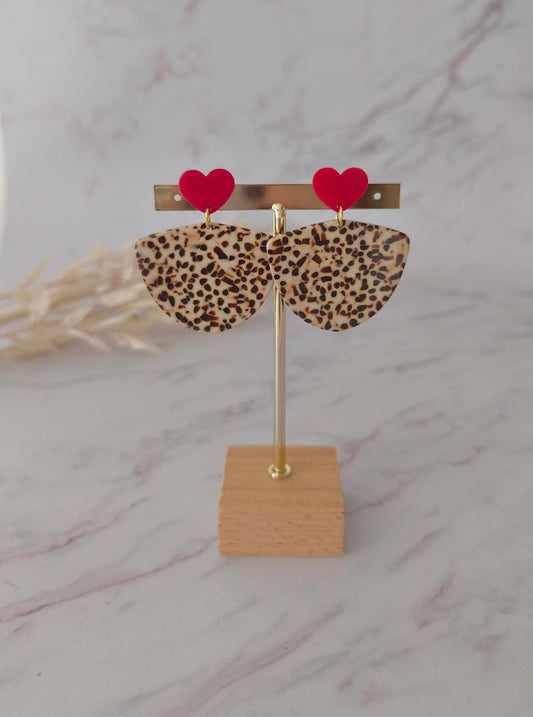 Boucles d'oreilles Tigré cookie/coeur rouge - DupontDupont