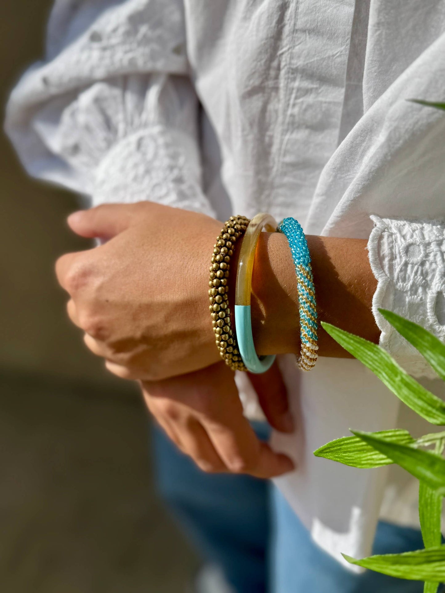Jonc laqué en corne de buffle Turquoise: 63/65 mm