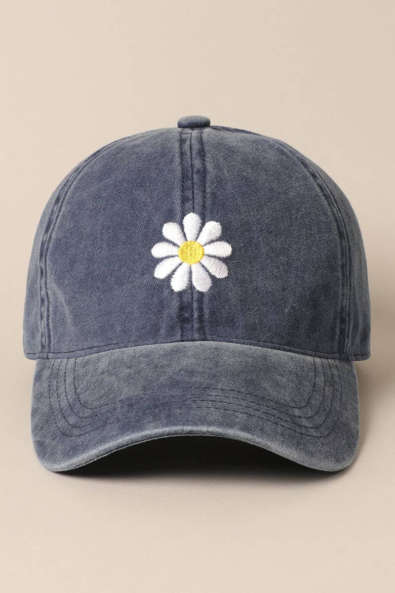 Casquette brodée Daisy bleu