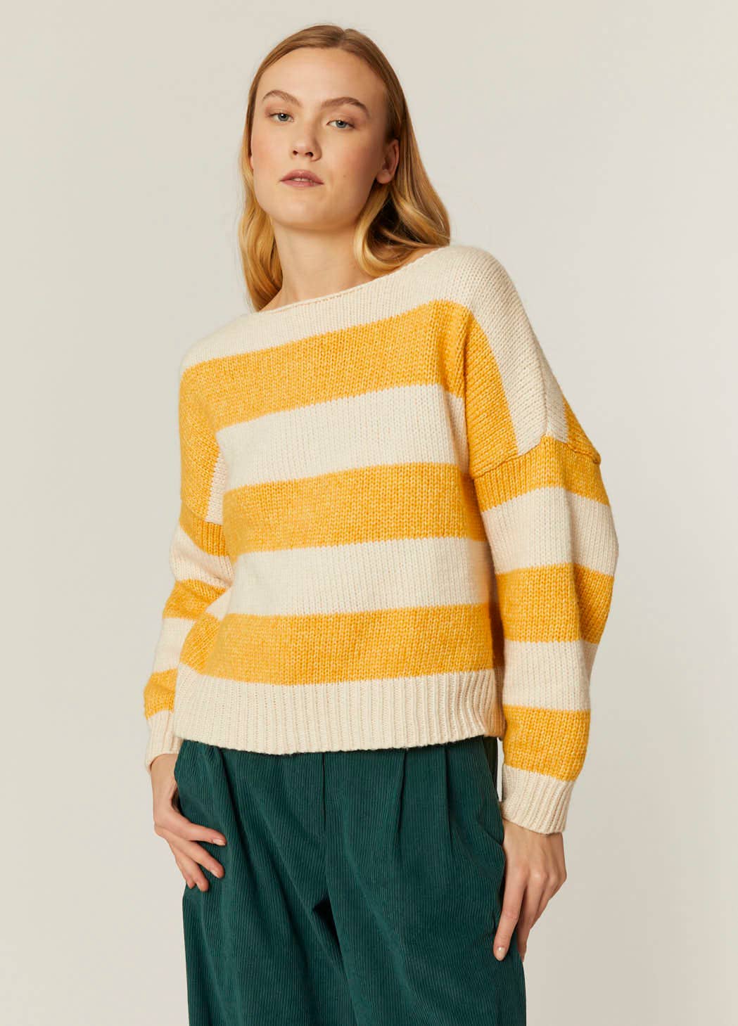 JERSEY RAYÉ CRÈME ET JAUNE: S