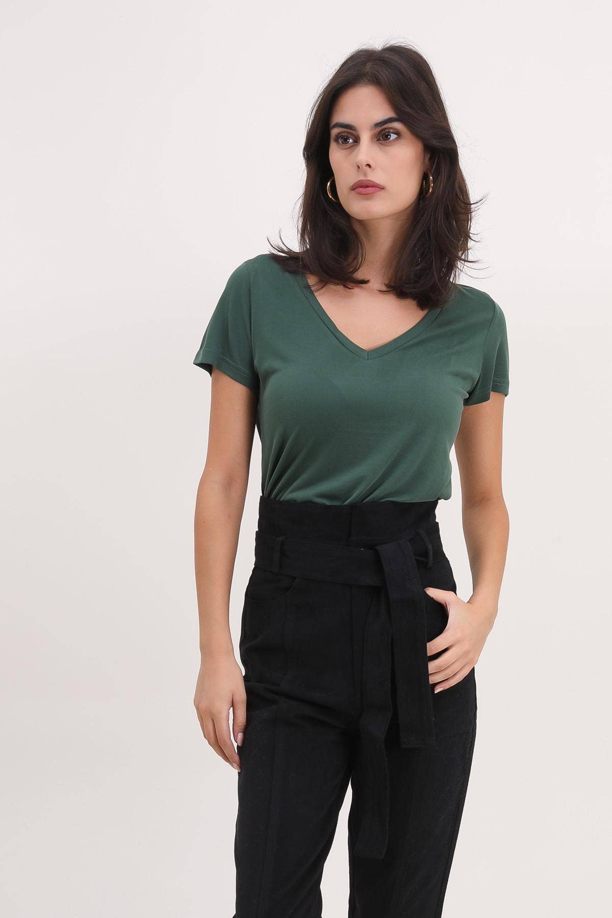 T-SHIRT COL V CUPRO