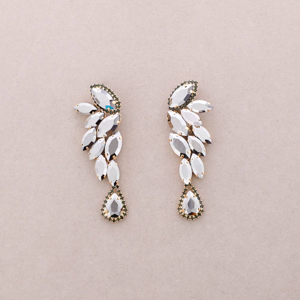 Boucles d'oreilles plumes cristal