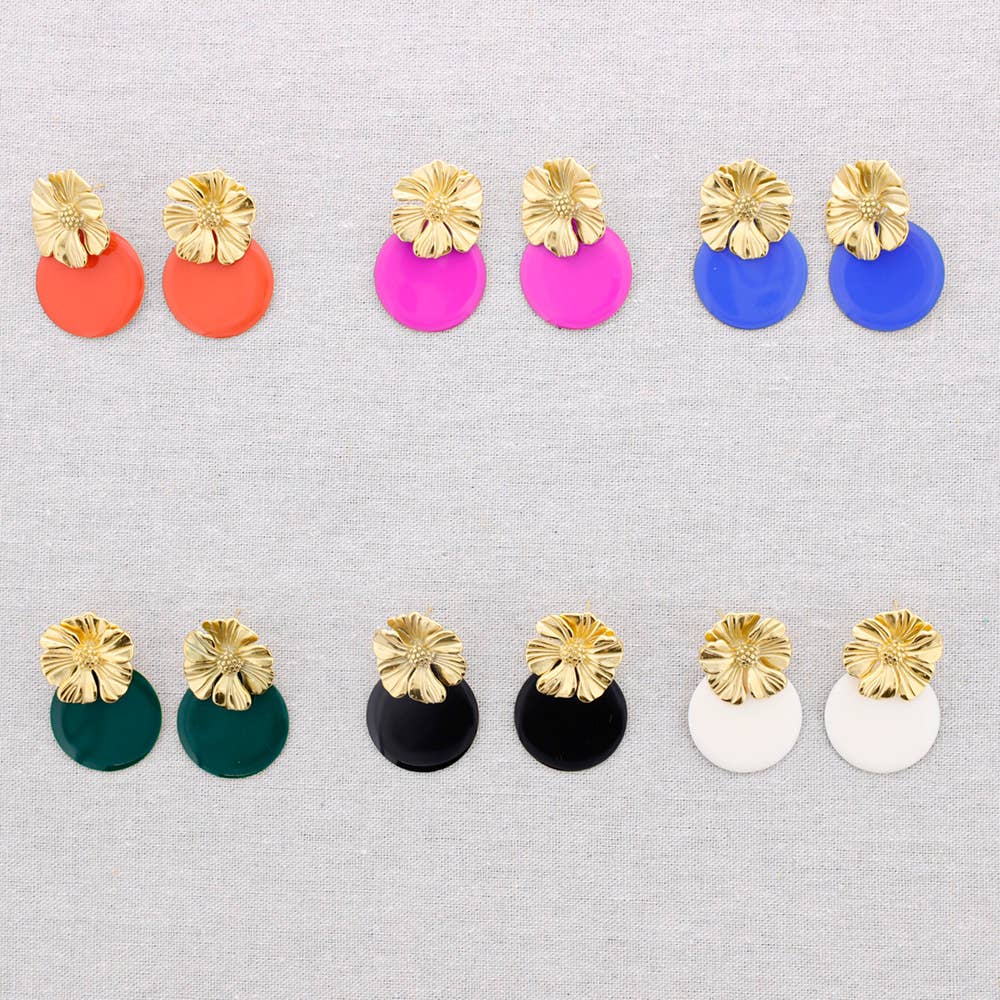 Boucles d'oreilles médaille florale Vert