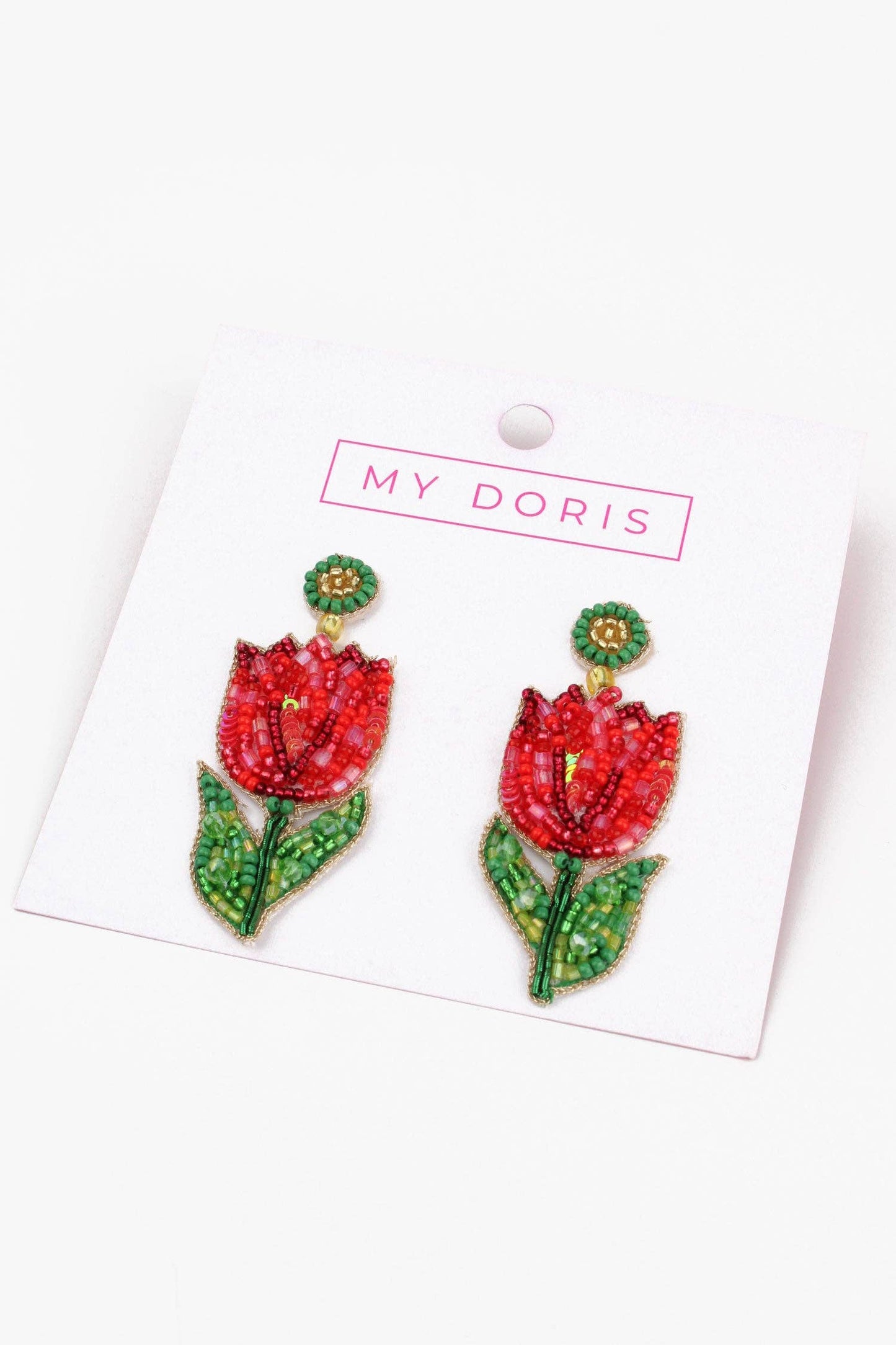 BOUCLES D'OREILLES TULIPE ROUGE