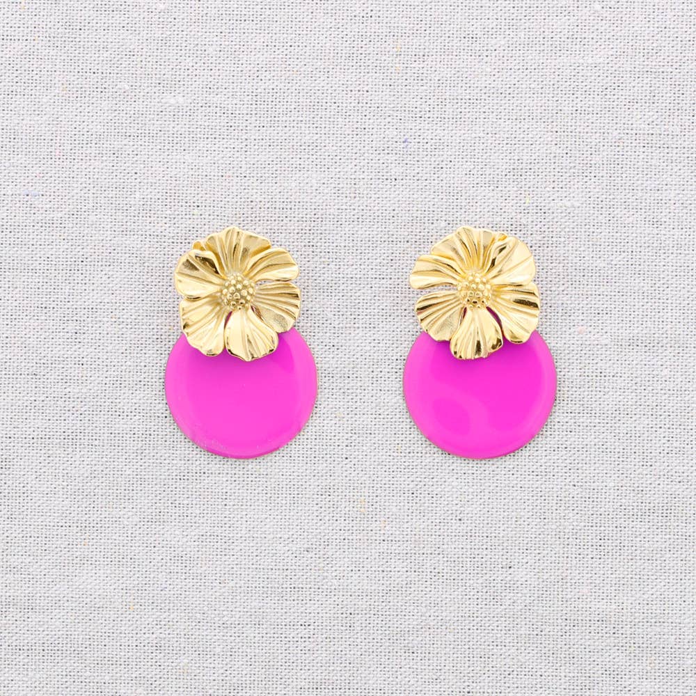 Boucles d'oreilles médaille florale Vert