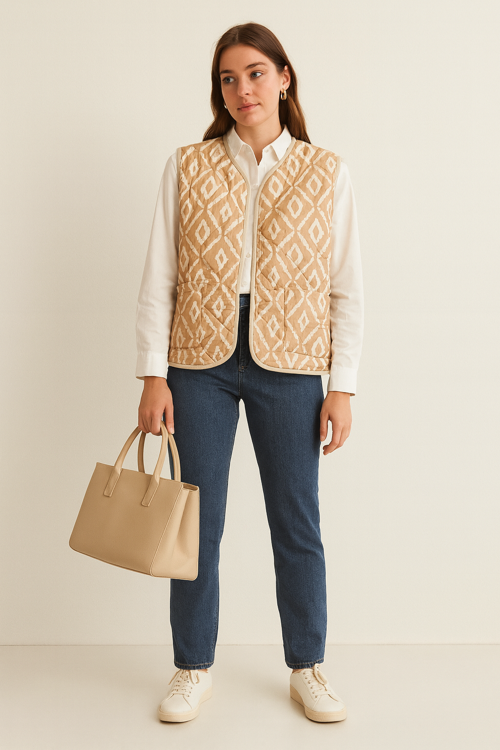 Gilet brodé léger pour femmes - gia044beige