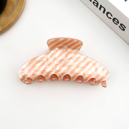 Pince à cheveux ovale rayée classique: Rose