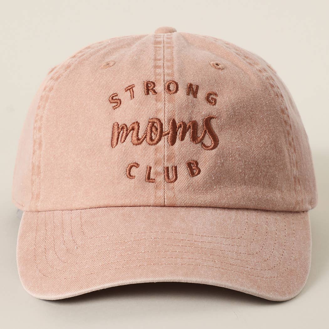Casquette coton brodée "Strong Moms Club" Rose