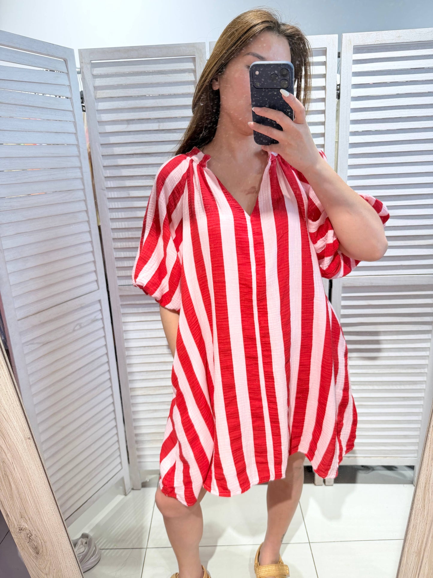 Robe rayée en coton: Rose / TU