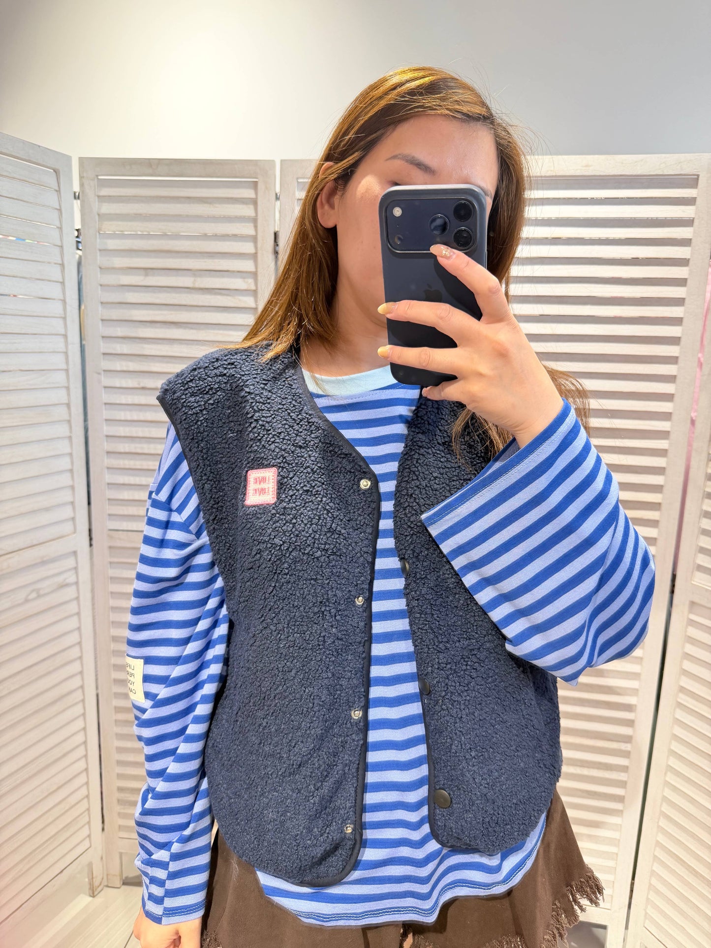 Gilet polaire à boutons: Marine / TU