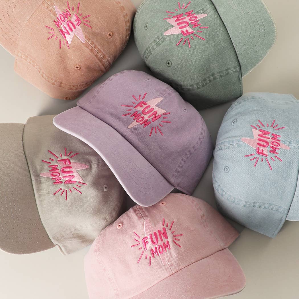 Casquette coton brodée « FUN MOM » Vert