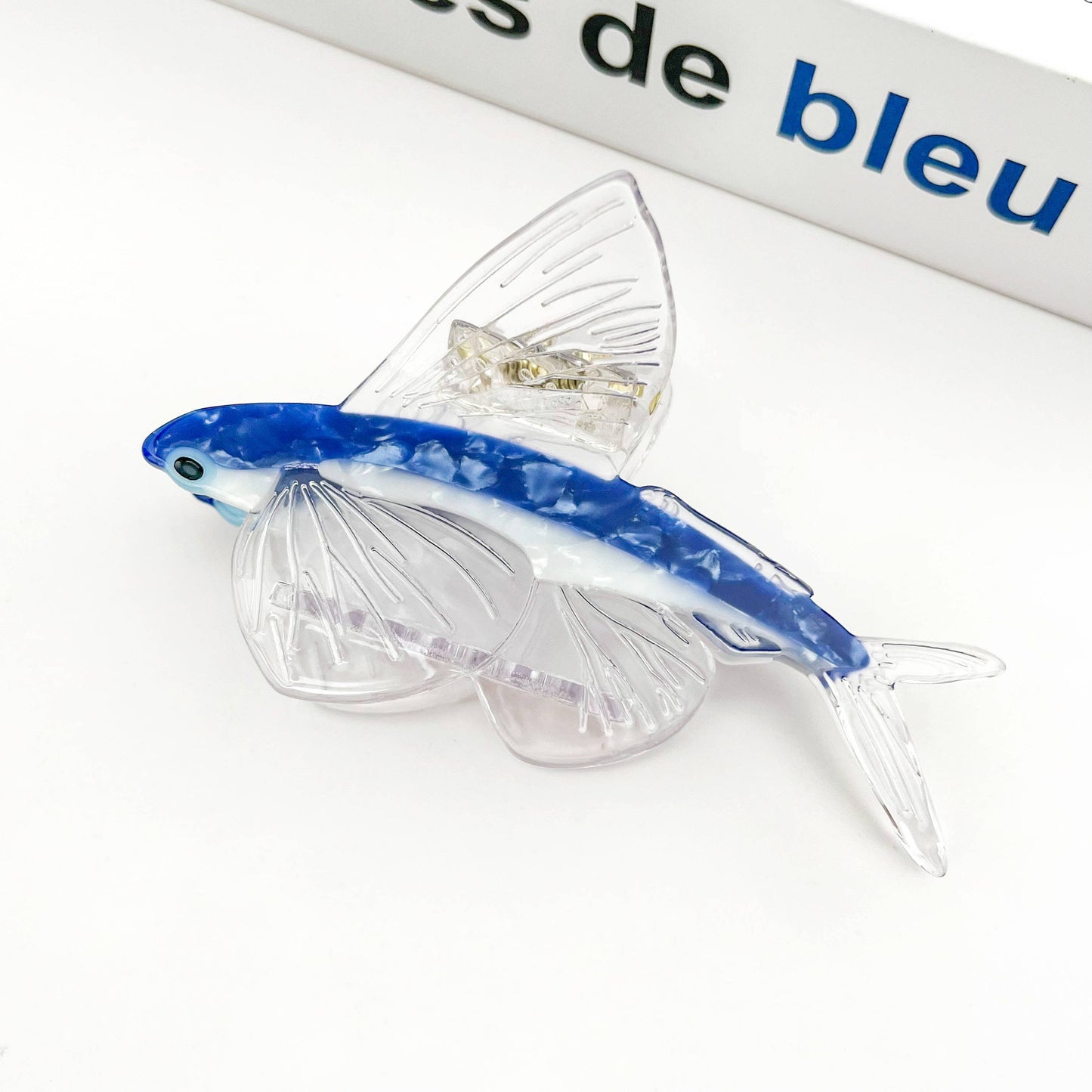 Pince à cheveux en acétate poisson tropical