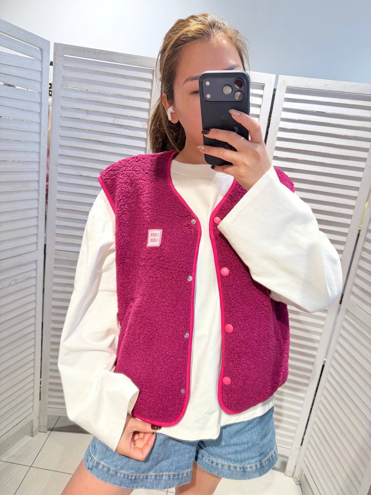 Gilet aspect mouton: Prune / TU