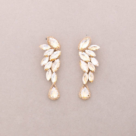 Boucles d'oreilles plumes cristal Champagne