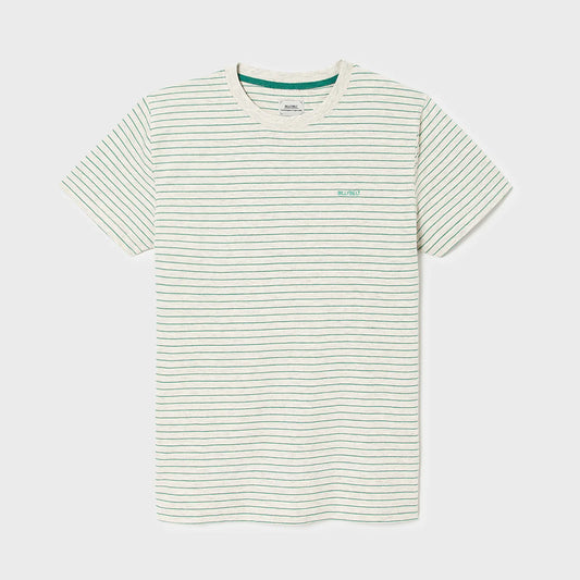 T-shirt Authentique coton bio - beige rayé bleu