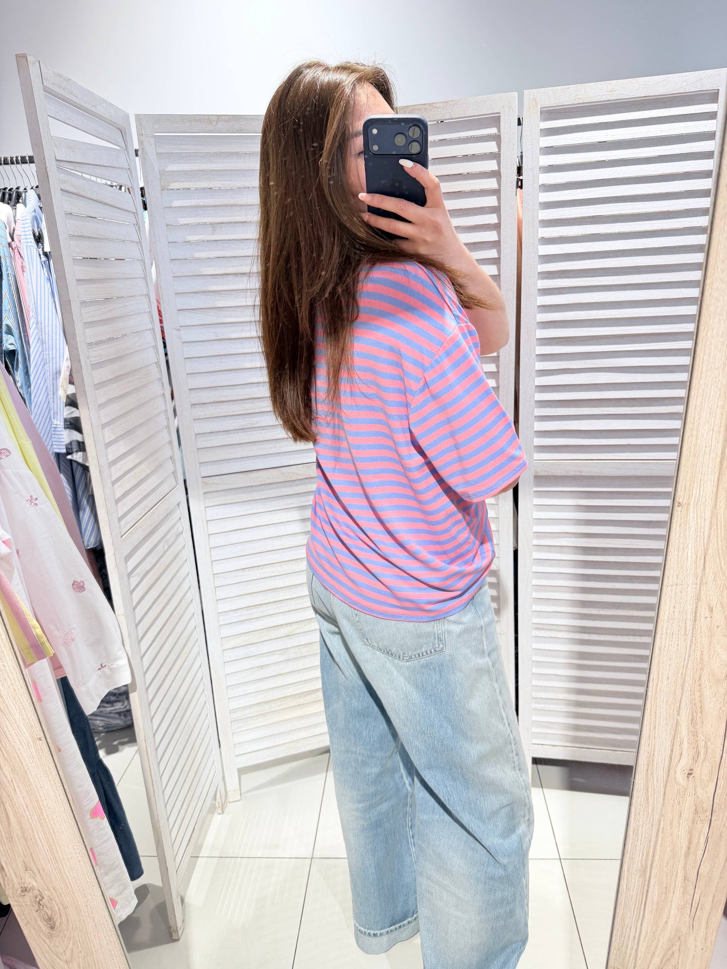 T-shirt rayé: Rose / TU