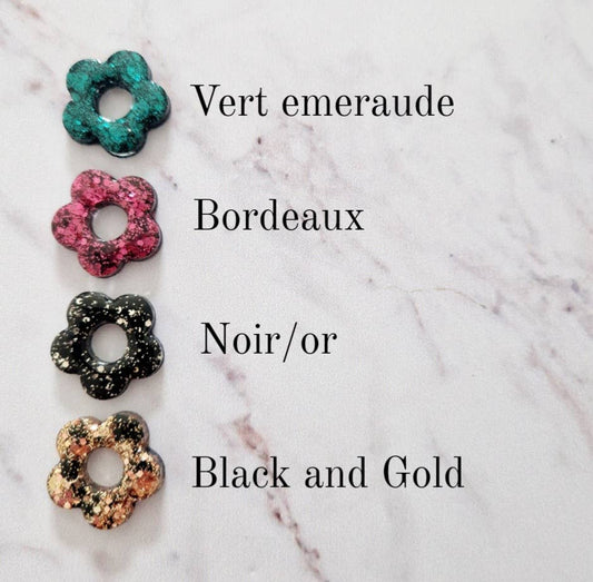 Boucles d'oreilles Flower (couleur au choix): Vert emeraude / Classique