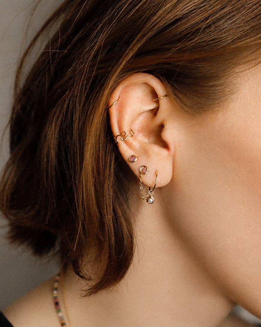 Auster - rose: Or / Tourmaline rose / Paire - DupontDupont