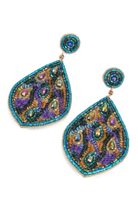 BOUCLES D'OREILLES GOUTTE PAON