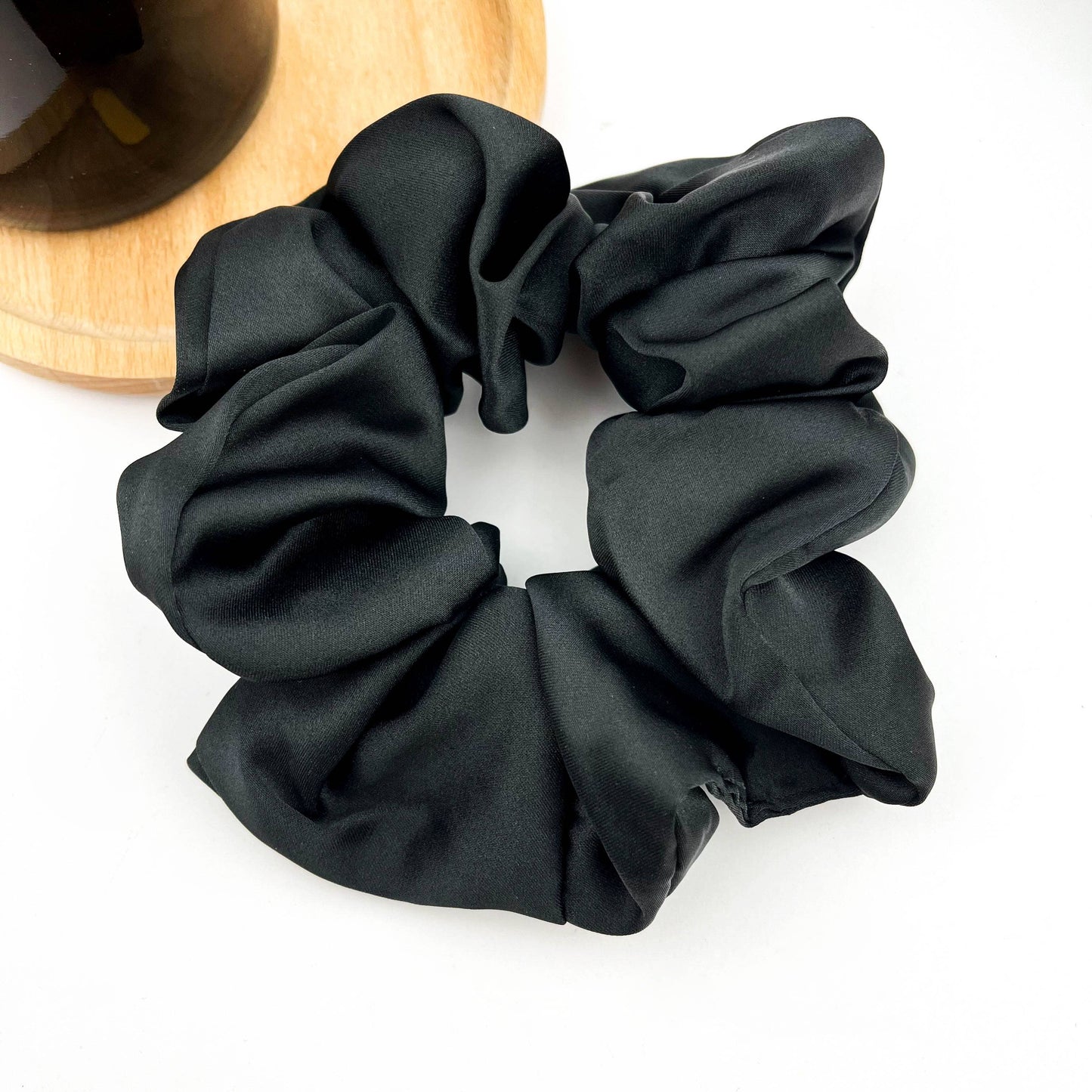 Chouchou satin uni Noir