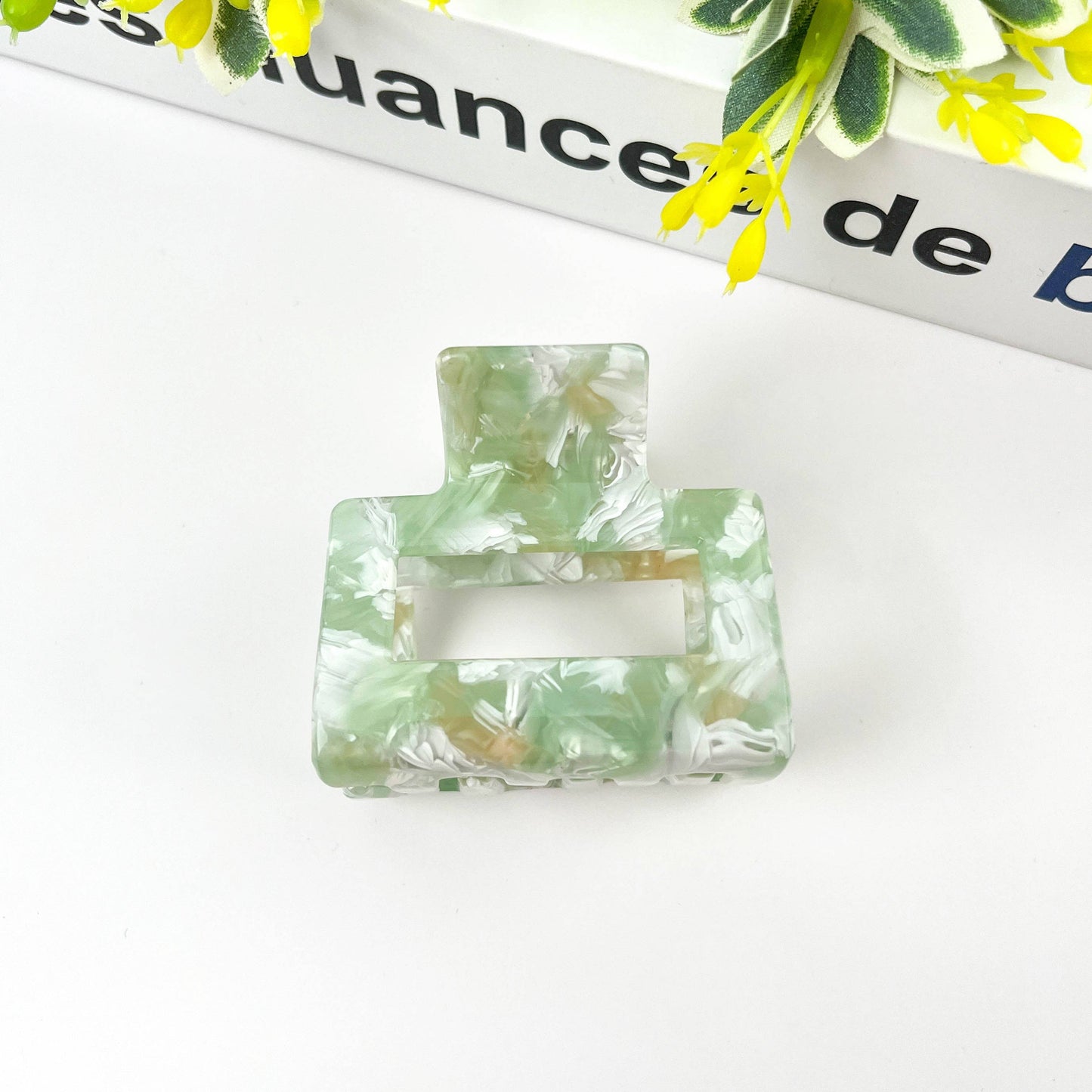 Pince à cheveux carrée en acétate pour printemps et automne: B