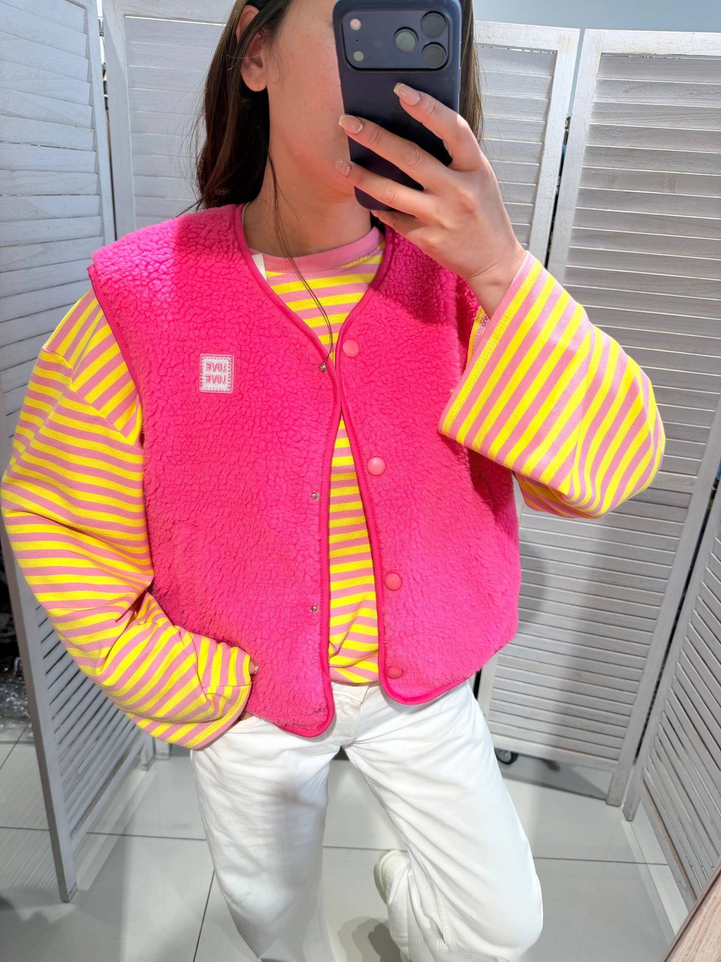 Gilet moumoute original: Rose / TU