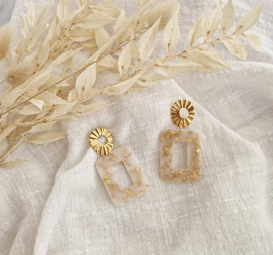 Boucles Suzette Lait/ feuille or