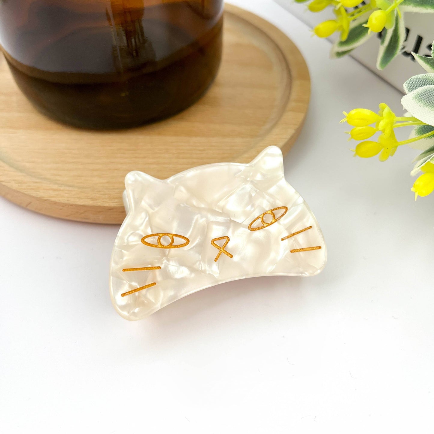 Barrette chat marron