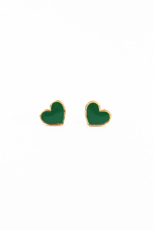 PUCES CŒUR EN ÉMAIL VERT