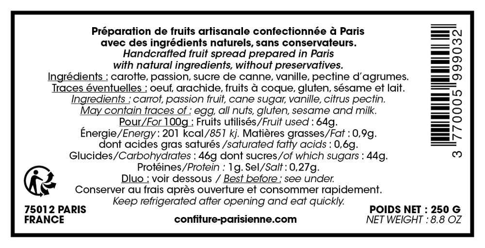 Confiture Carotte Passion