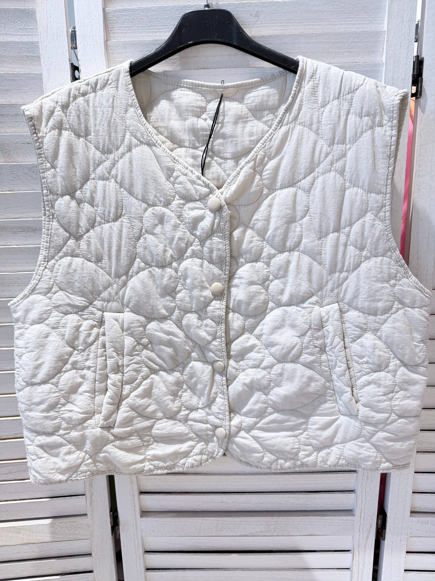 Gilet matelassé effet patchwork: Beige / TU