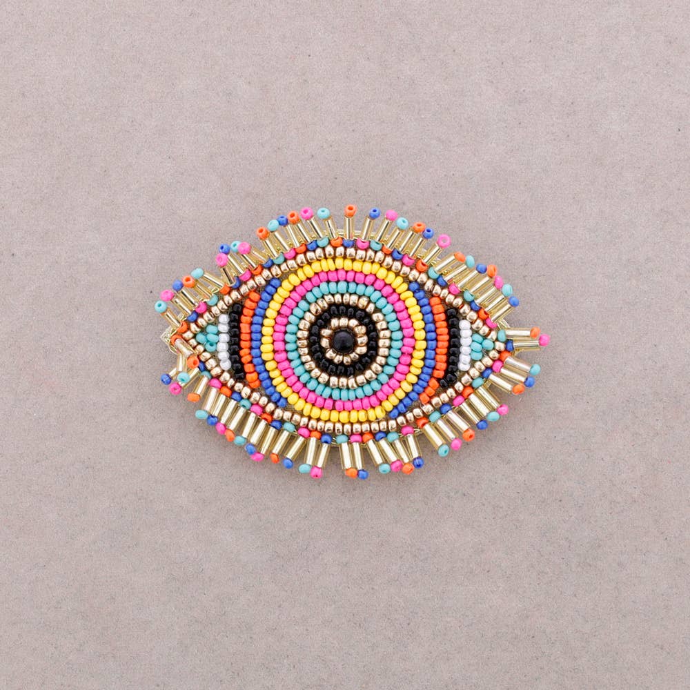 Broche Œil Turc Perles: Blanco