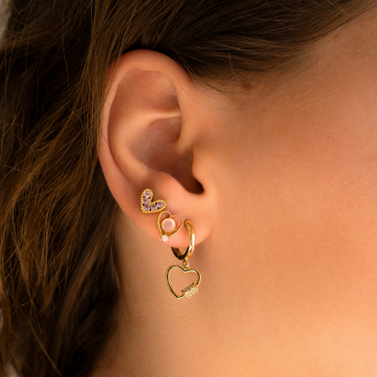 Boucles d’oreilles clous cœur rose Rose - DupontDupont