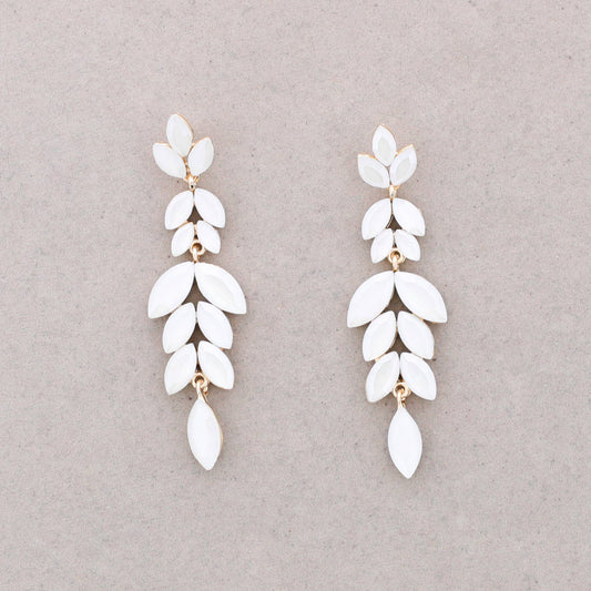 Boucles d'oreilles Feuille pendantes Blanc