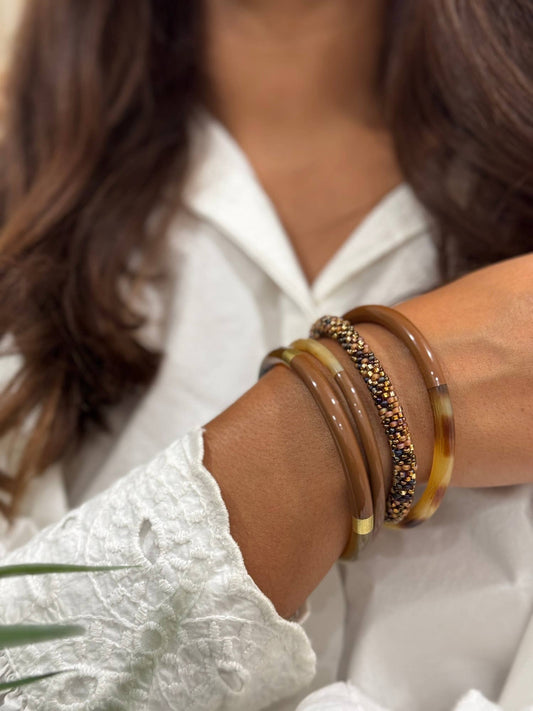 Jonc laqué en corne de buffle Milk Chocolate