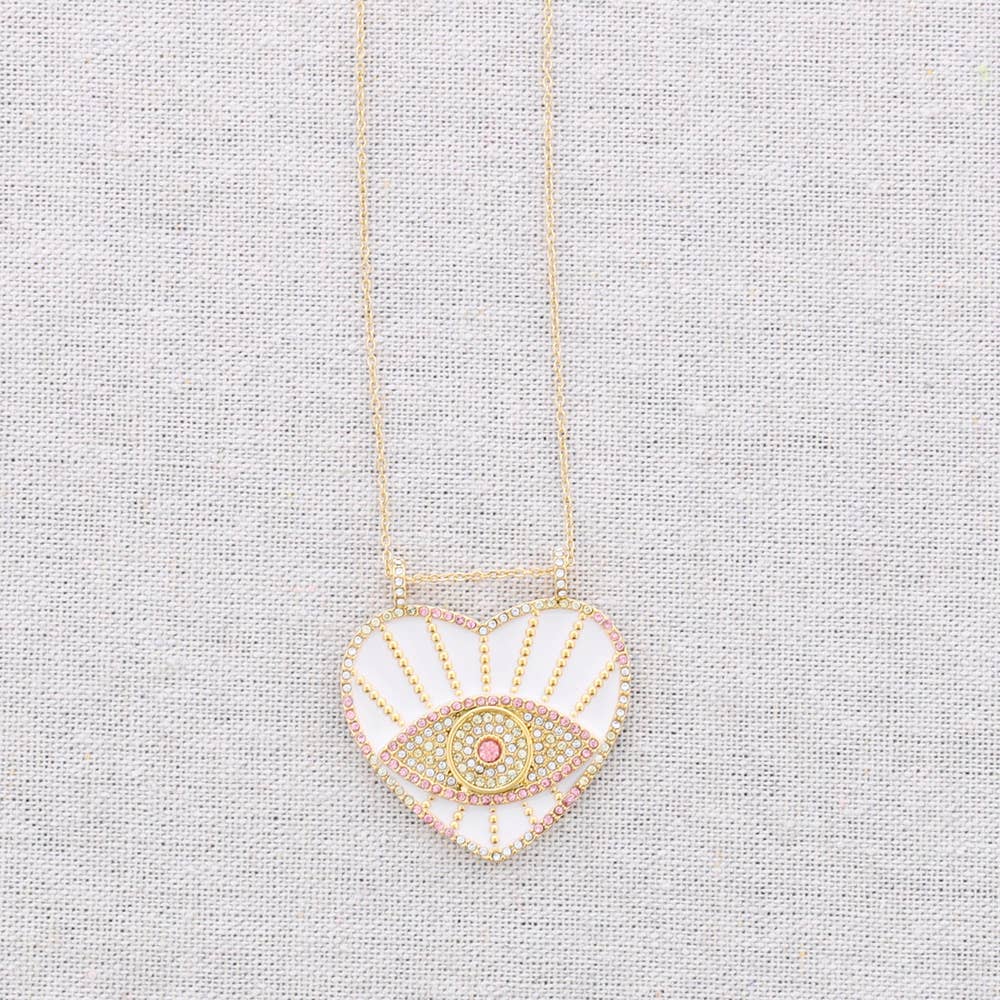 Collier en acier avec pendentif en émail Turkish Eye: Orange