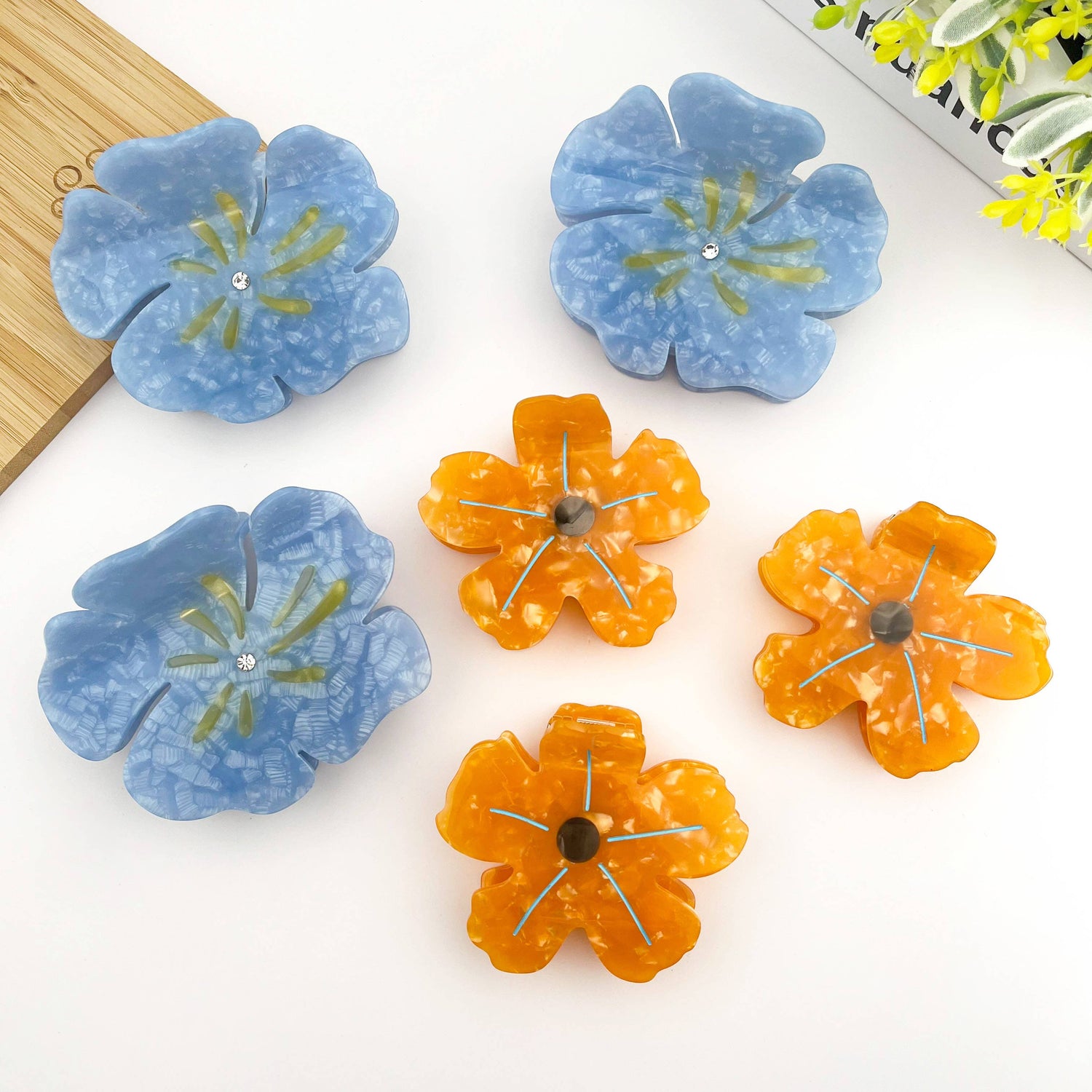 Pince à cheveux fleur d'été, pince à cheveux de plage: Bleu - DupontDupont