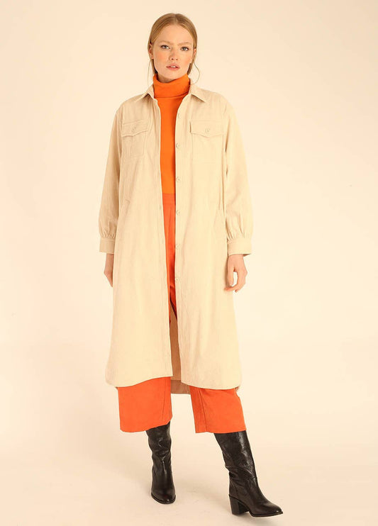 SURCHEMISE LONGUE VELOURS CÔTELÉ