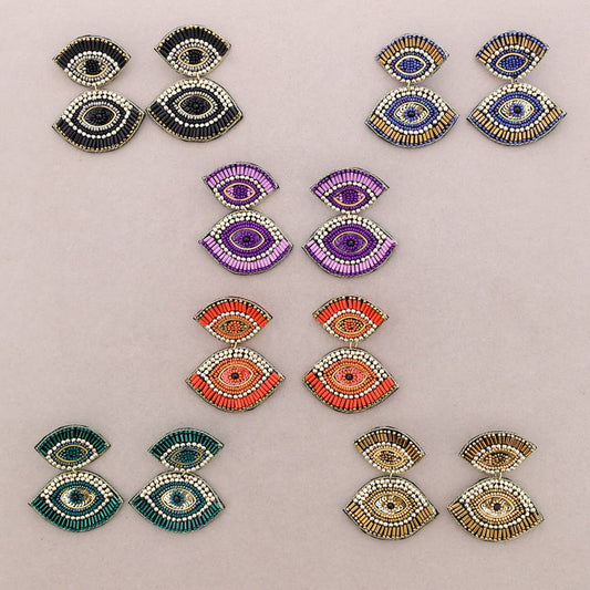 Boucles d'oreilles à double sequins Turkish Eye: Orange