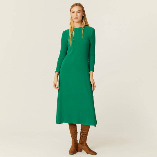 Robe en maille côtelée verte