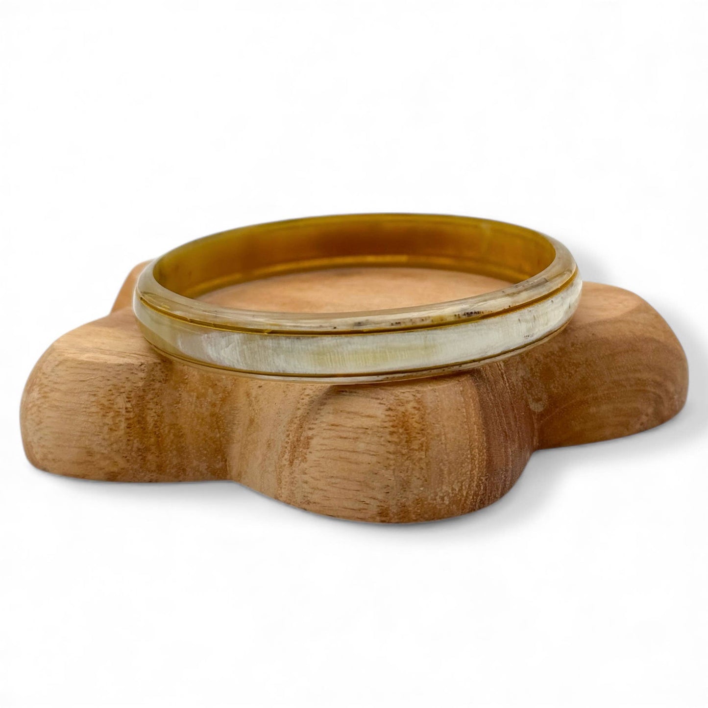 Jonc corne de buffle naturelle & lignes dorées 1cm