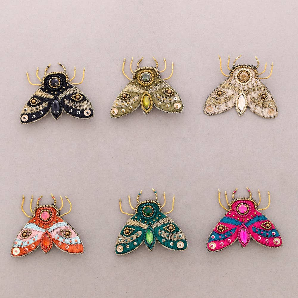 Broche Papillon Paillettes Fushia