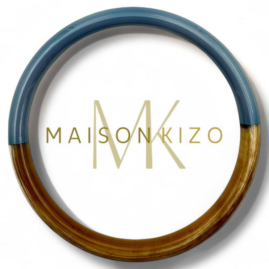 Jonc laqué en corne de buffle Bleu Canard