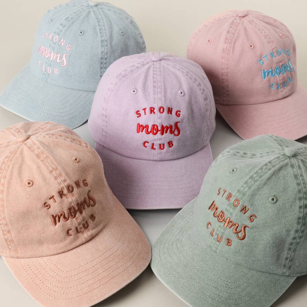 Casquette coton brodée "Strong Moms Club" Rose