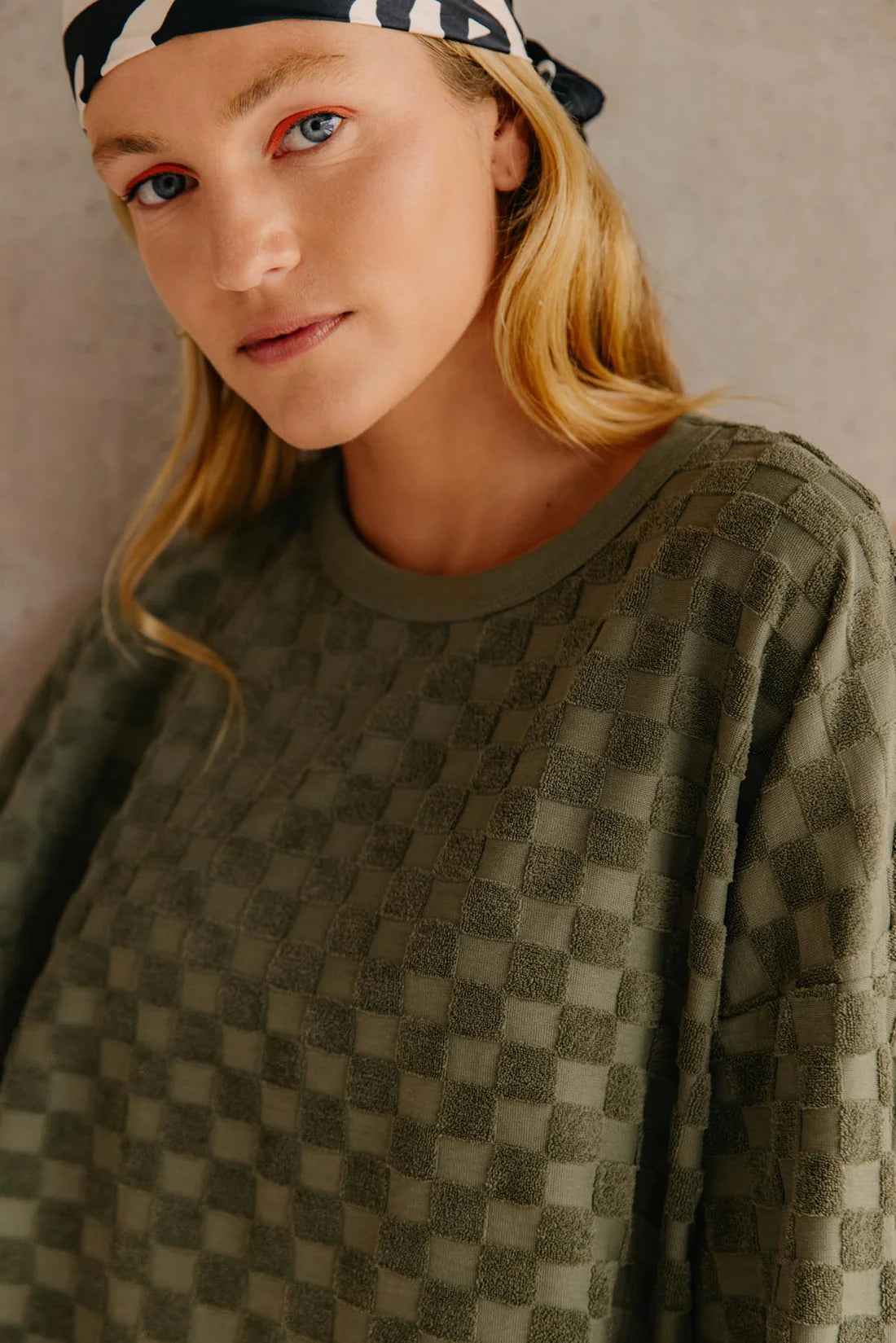 Sweat Éponge Damier - Kaki